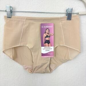Curveez Womens Soft Comfy Brief Size S CUR4002 Smoothing Sculpt Nude